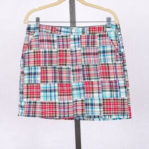 Women's Madras Plaid 100% Cotton Skirt Size 8 Casual Classic Summer Vacation